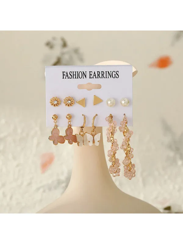 Combo of 12 Pair Pearl Studs and Hoop Earrings