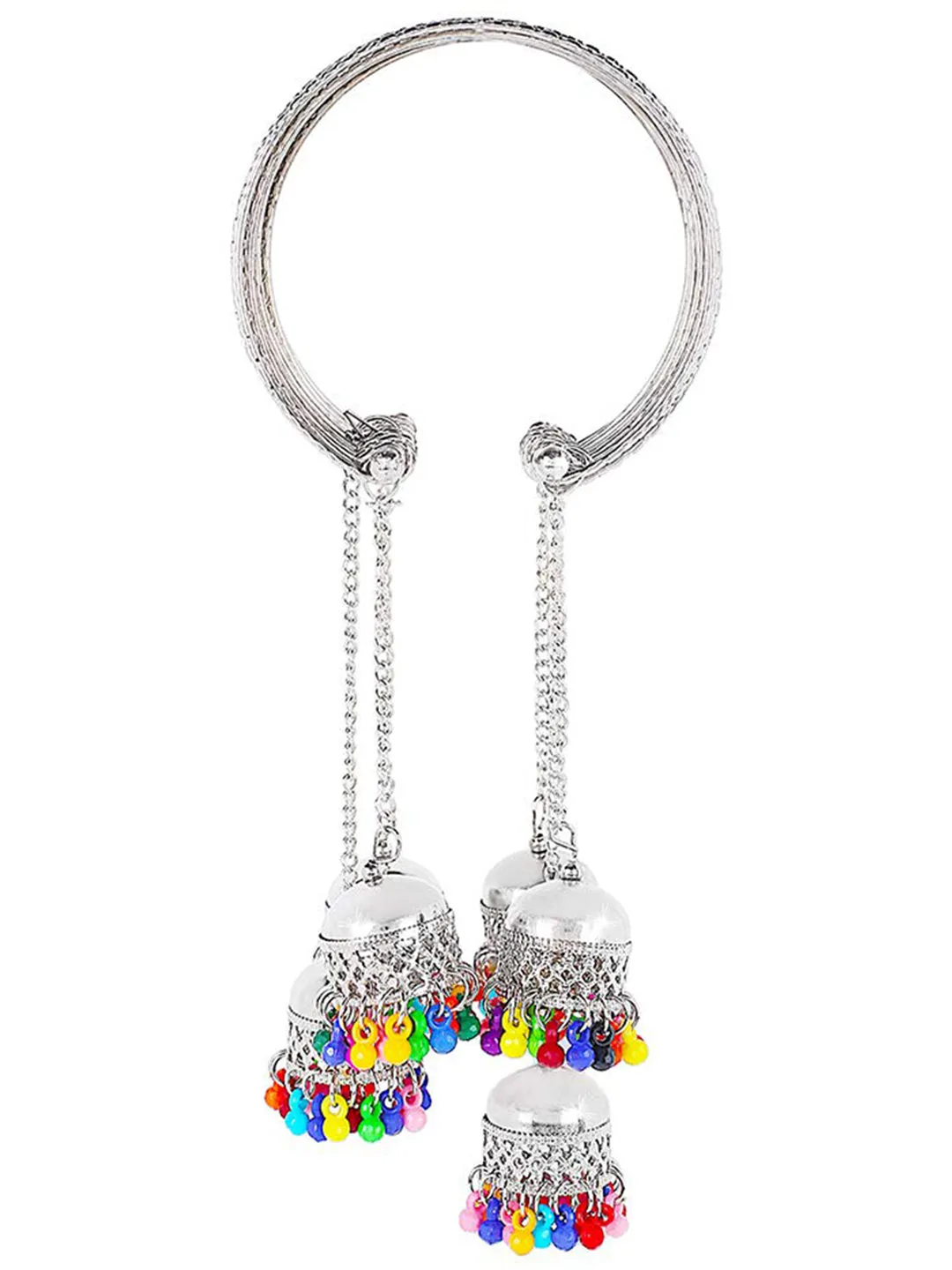 Combo of 2 Silver Bangle Bracelet with Hanging Jhumki