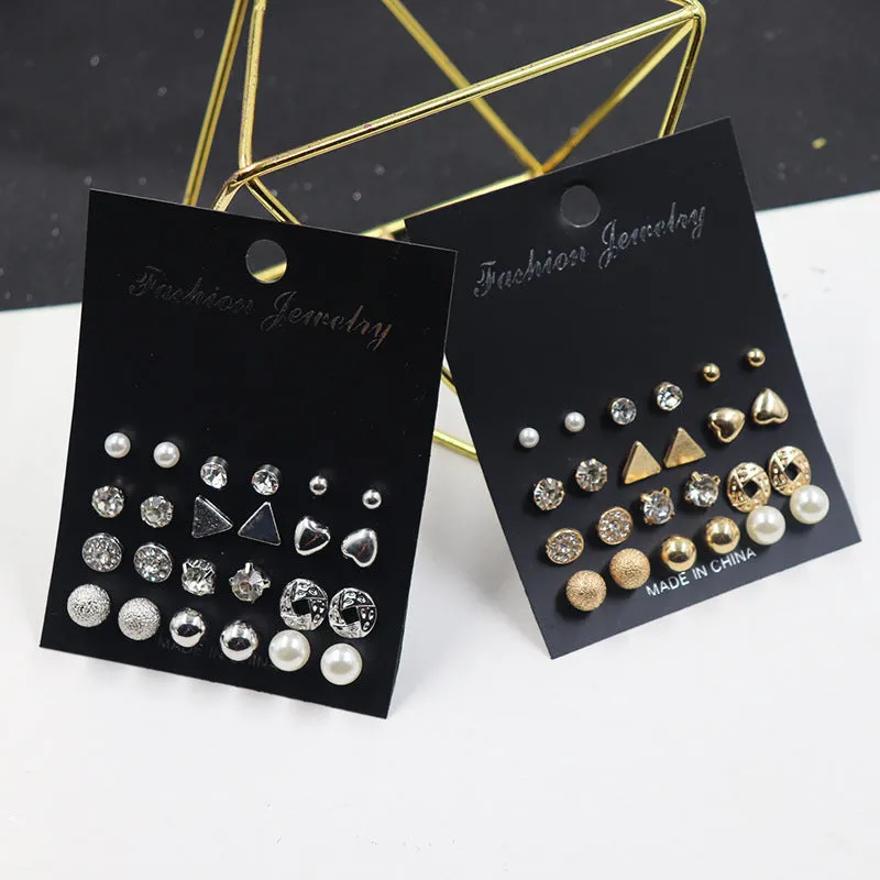 Combo Of 24 Pair Golden and Silver Pearl Stud Earrings