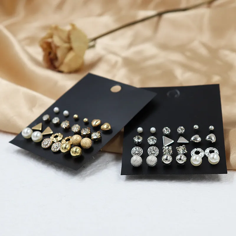 Combo Of 24 Pair Golden and Silver Pearl Stud Earrings