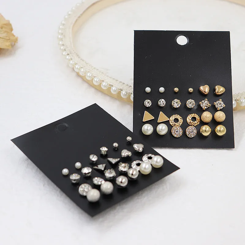 Combo Of 24 Pair Golden and Silver Pearl Stud Earrings