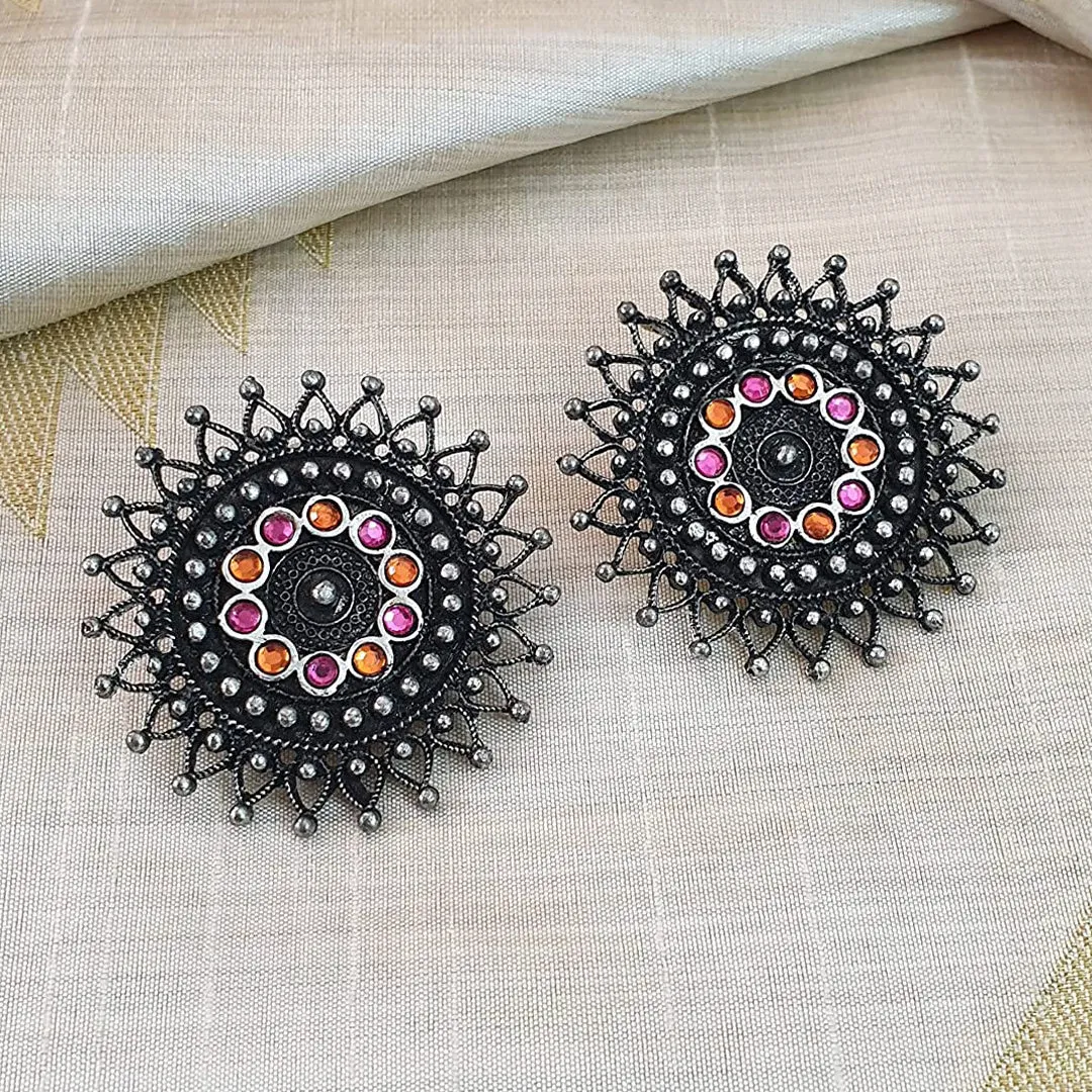 Combo of Multicolor Stones Stud Earrings With Ring