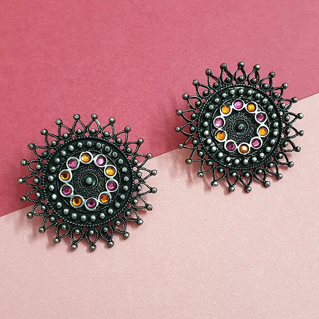 Combo of Multicolor Stones Stud Earrings With Ring