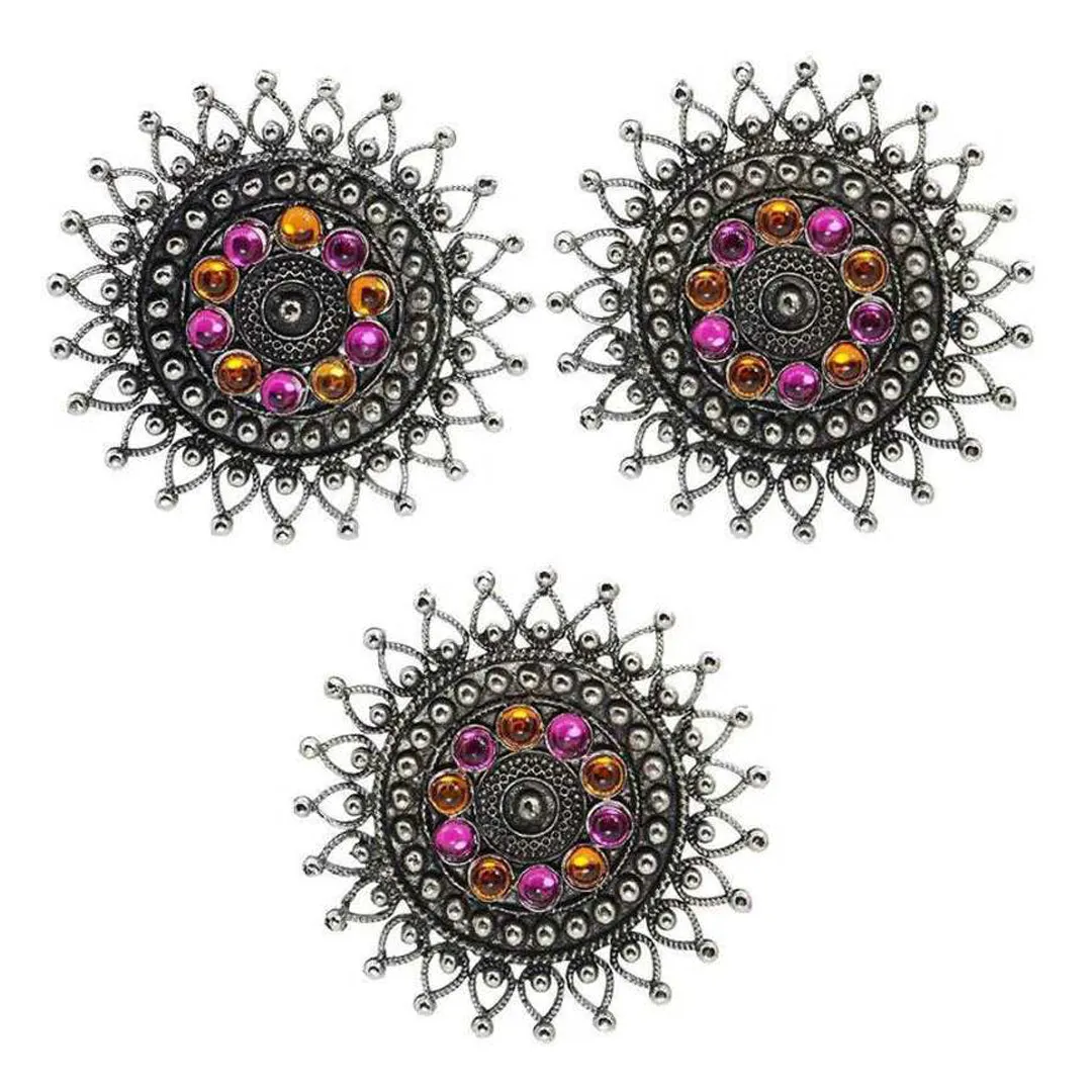 Combo of Multicolor Stones Stud Earrings With Ring