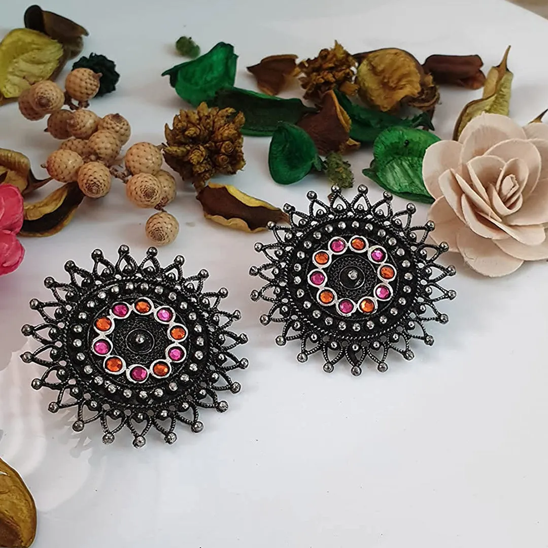Combo of Multicolor Stones Stud Earrings With Ring