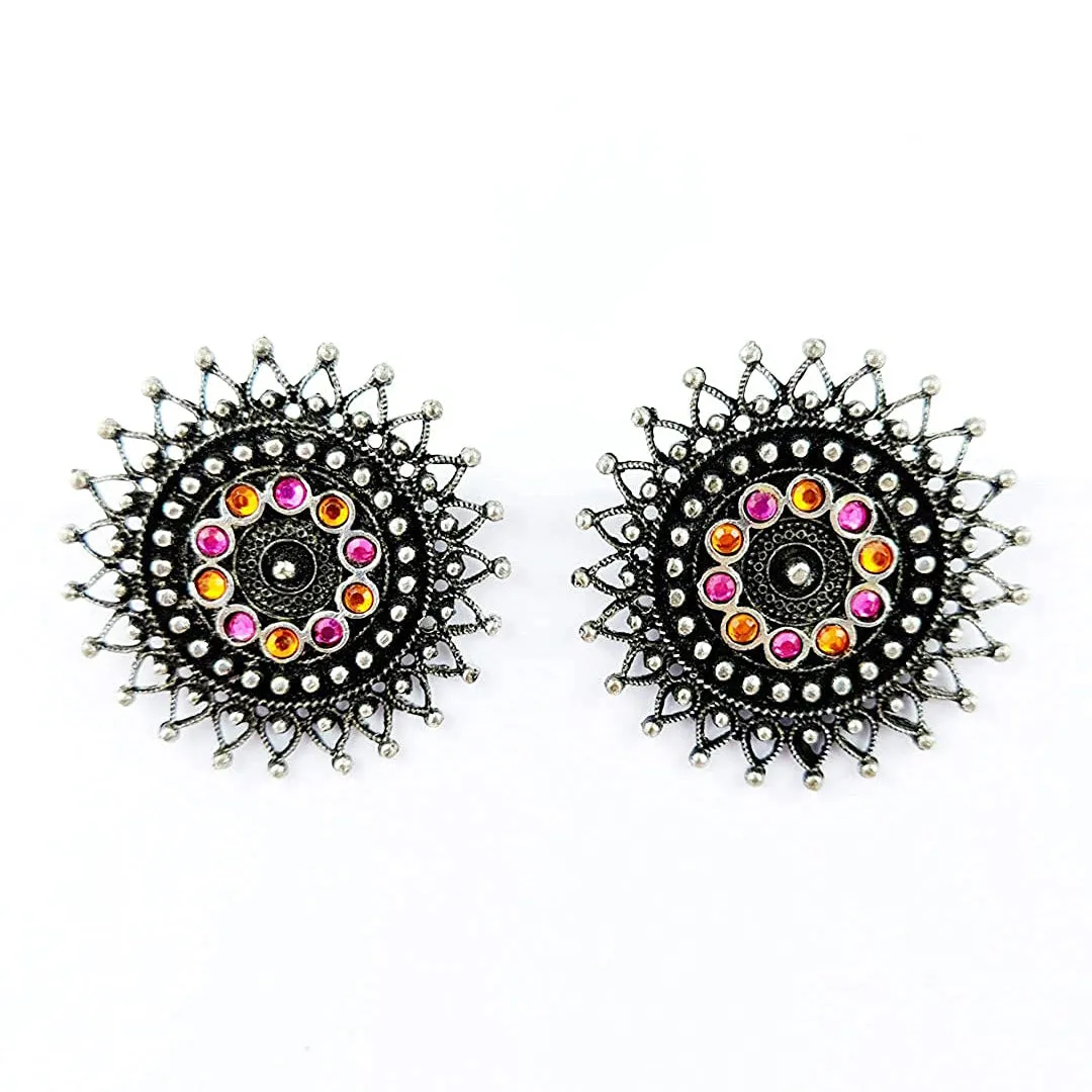 Combo of Multicolor Stones Stud Earrings With Ring