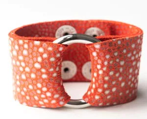 Coral Speckled Wide Leather Cuff- FINAL SALE
