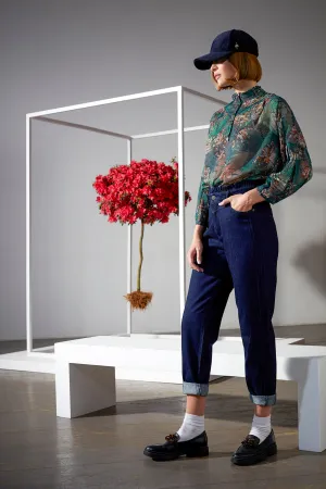 COSMO - Blouse émeraude à imprimé maxi floral