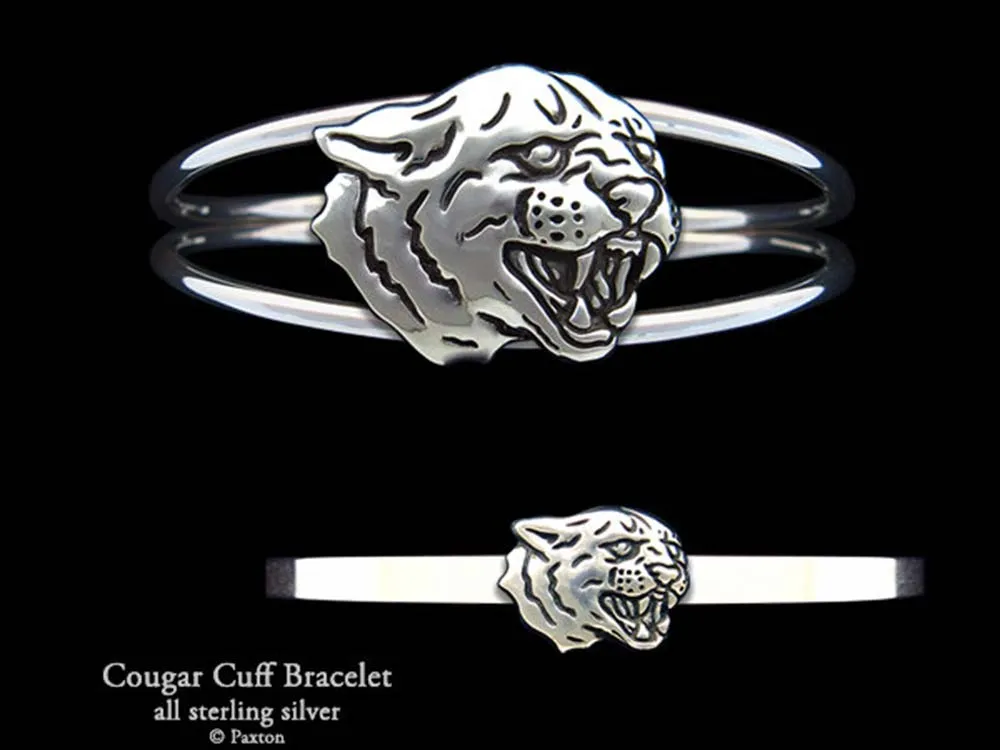 Cougar Panther Cuff Bracelet Sterling Silver