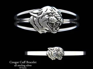 Cougar Panther Cuff Bracelet Sterling Silver