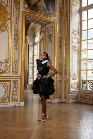 Couture : Sculptured Drape Dress - Noir Ciel