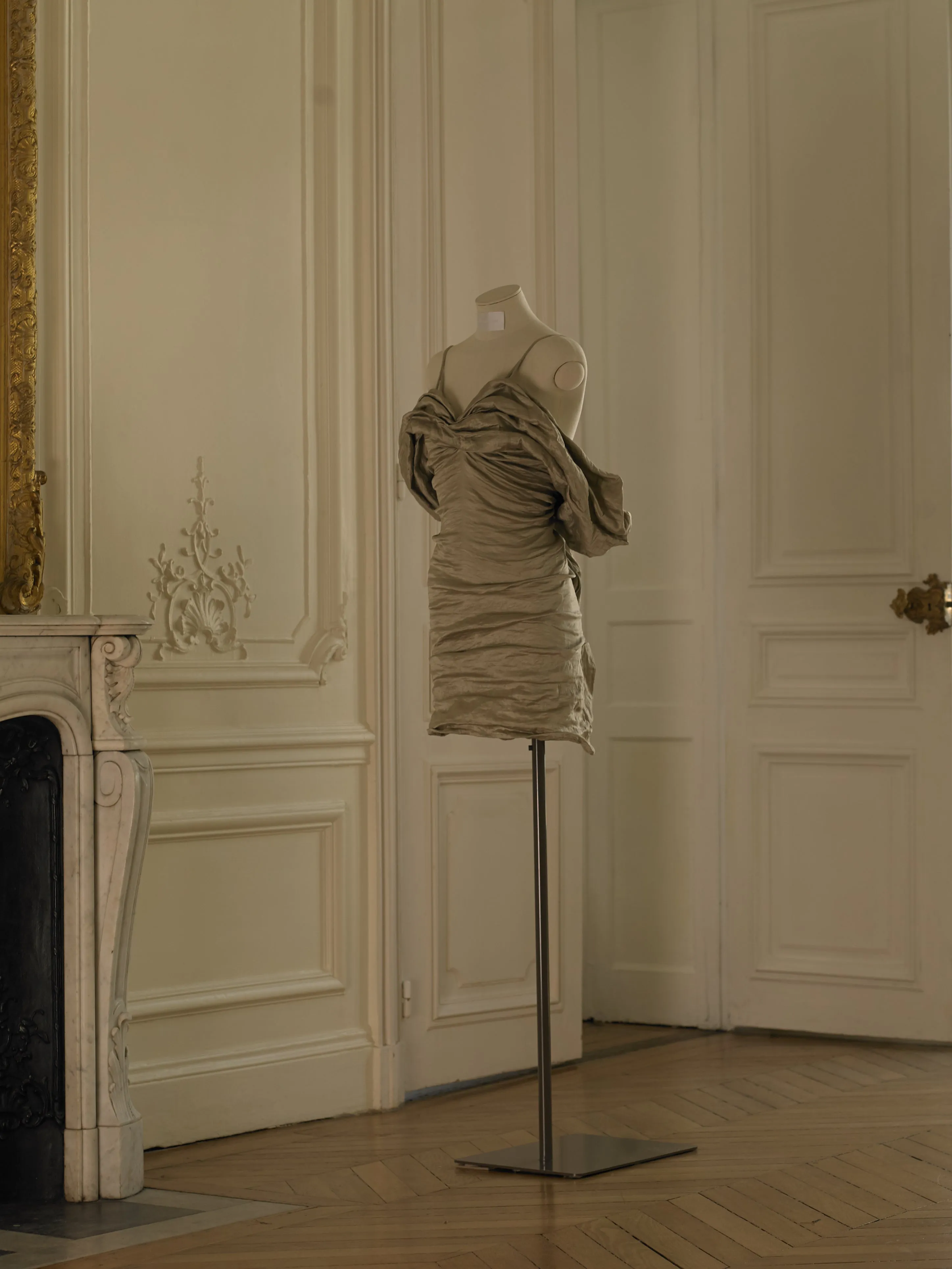 Couture : Sculptured Techno-Stretch Wave Dress - Cameo