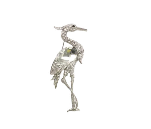 Crane Bird Metal Brooch