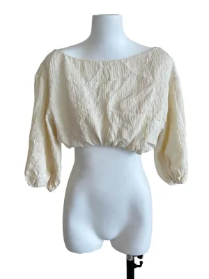 Cream Sharskin Plain Crop Top LB
