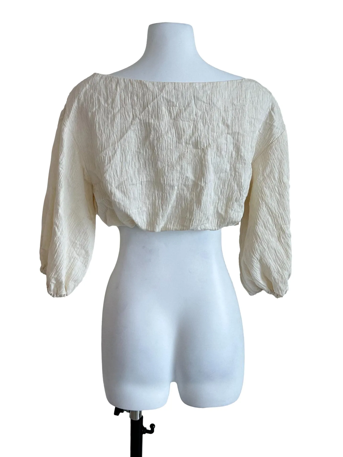 Cream Sharskin Plain Crop Top LB