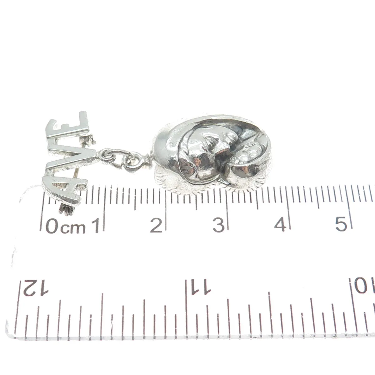 CREED 925 Sterling Silver Vintage Ave St. Mary & Baby Jesus Dangle Pin Brooch