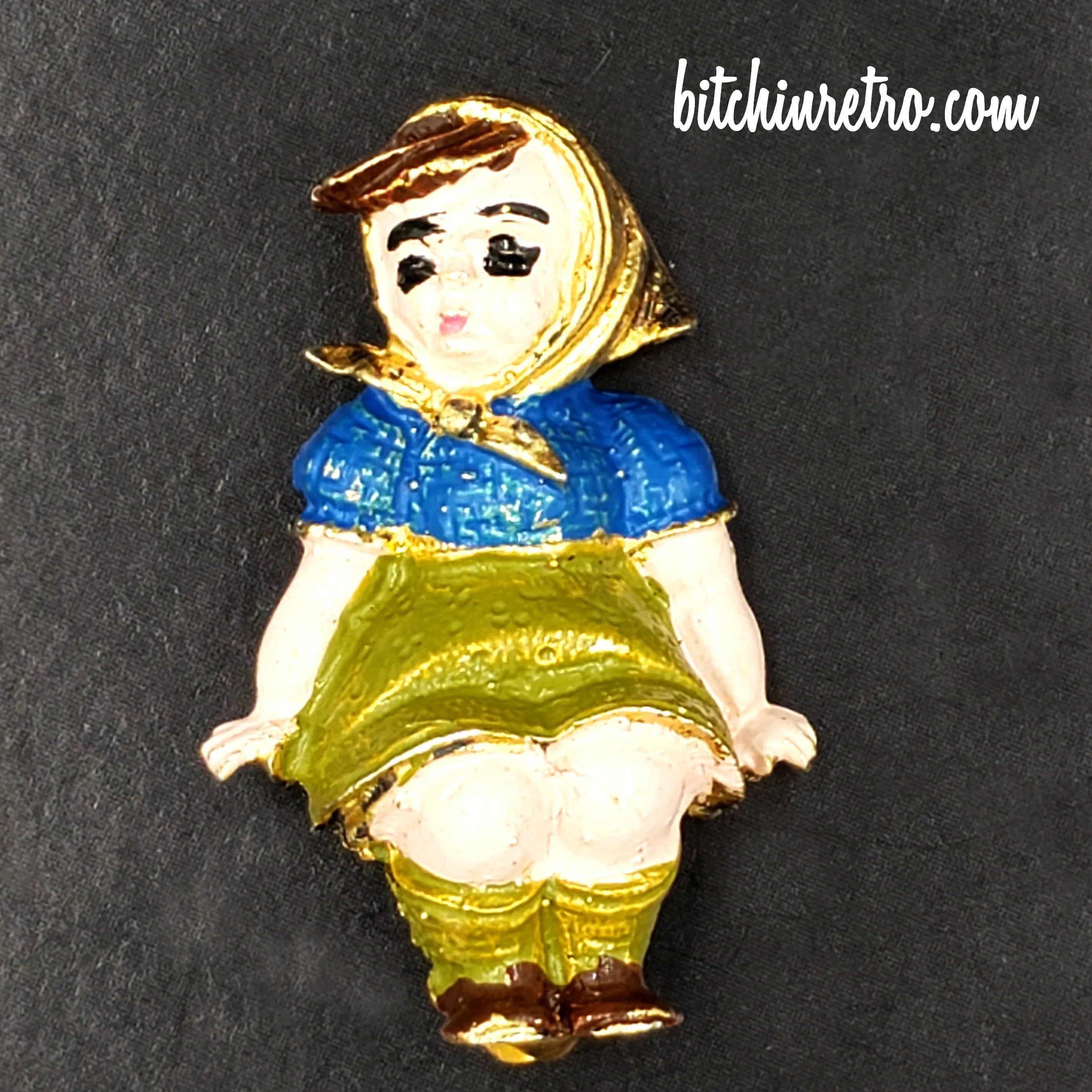 Creed Vintage Sterling Silver Brooch With Hummel's Just Resting Girl