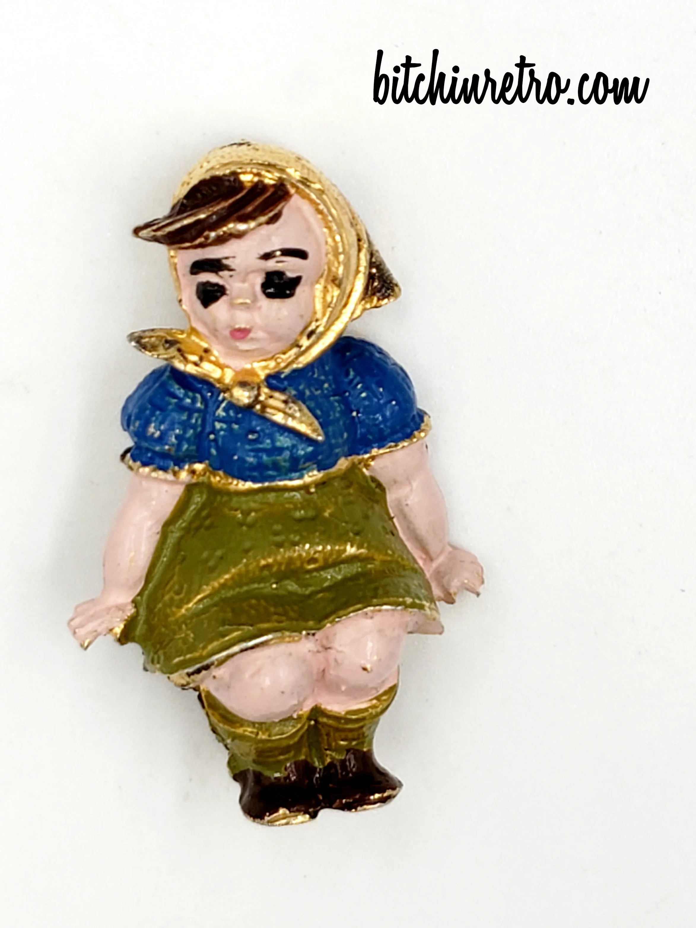 Creed Vintage Sterling Silver Brooch With Hummel's Just Resting Girl