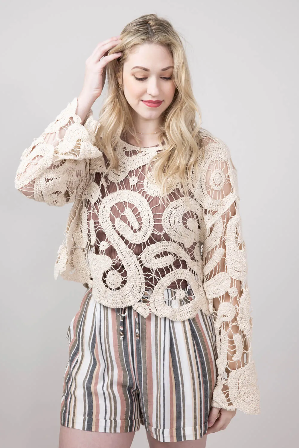 Crochet Top for Women in Natural | MAT4071-NAT