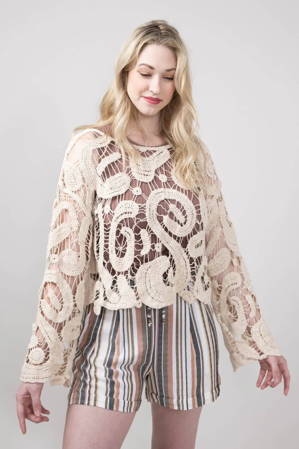 Crochet Top for Women in Natural | MAT4071-NAT