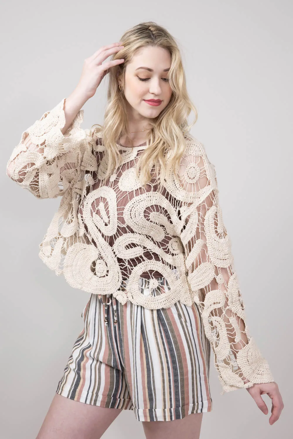 Crochet Top for Women in Natural | MAT4071-NAT