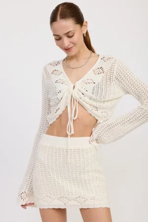 CROPPED CROCHET LONG SLEEVE TOP