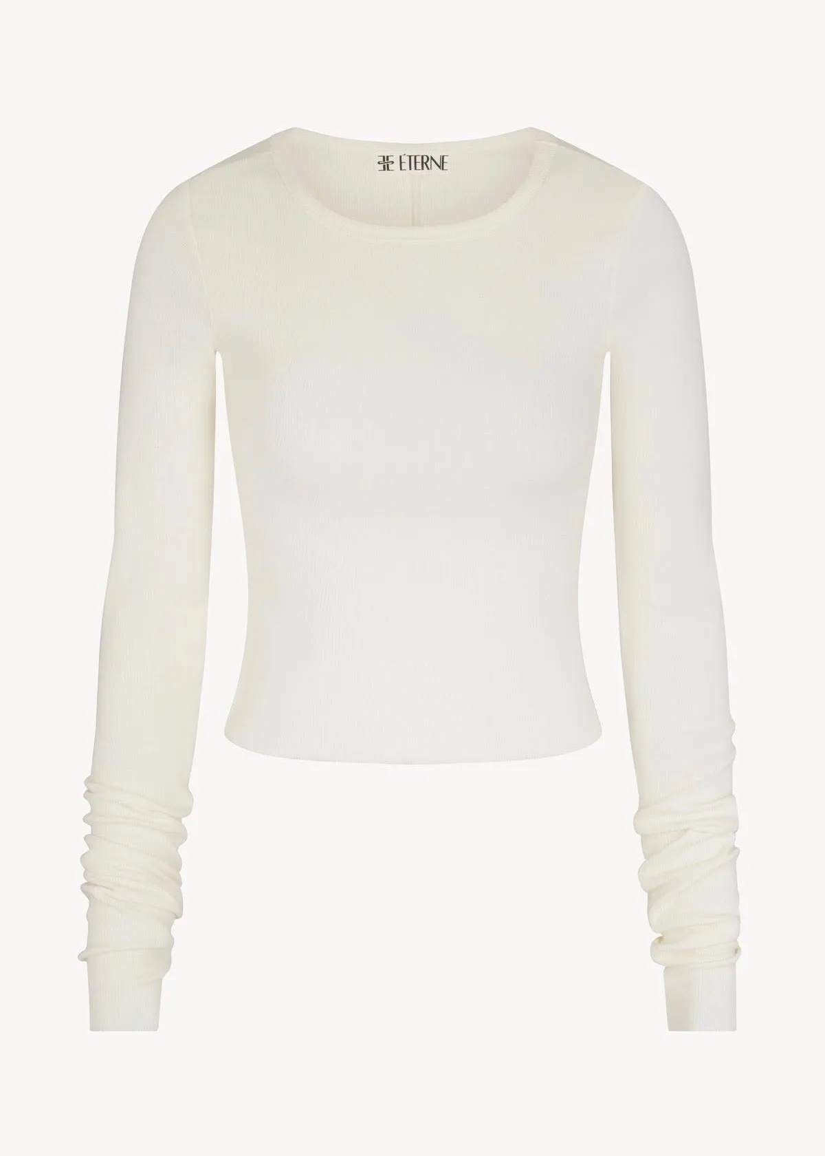 Cropped Long Sleeve Fitted Top (Cream)