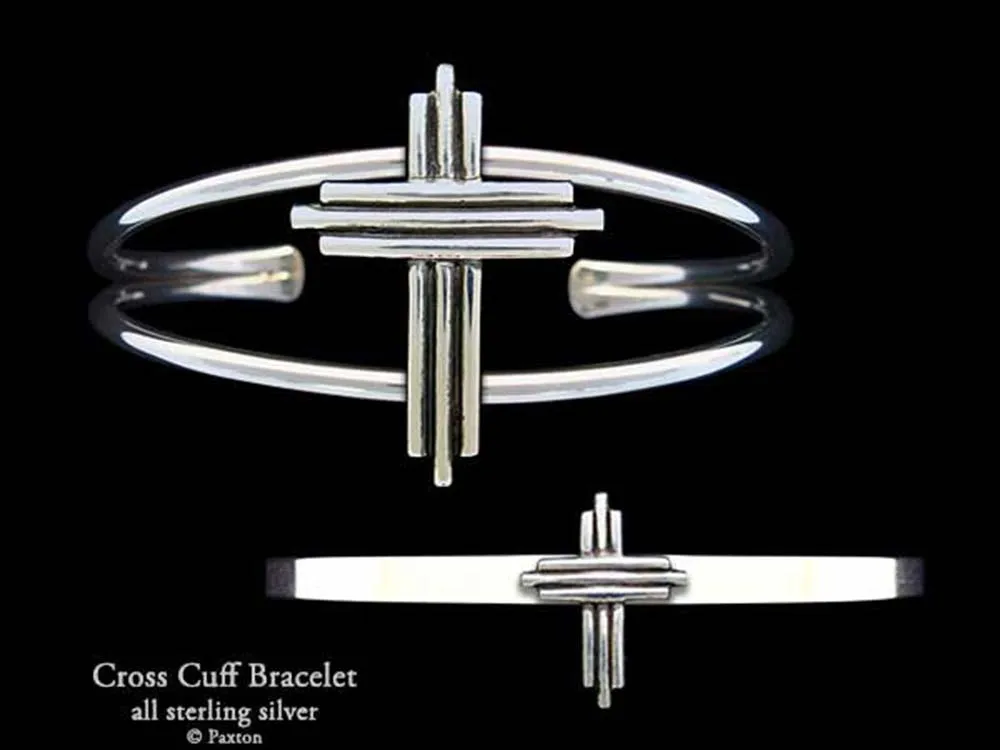 Cross Cuff Bracelet Sterling Silver