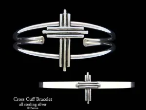 Cross Cuff Bracelet Sterling Silver
