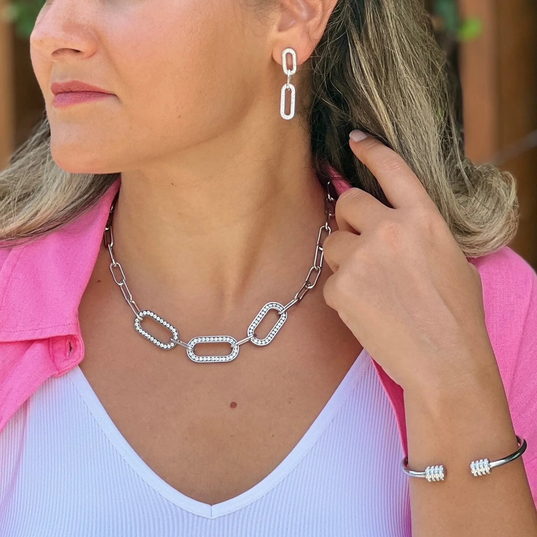 Crystal Crown Silver Cuff