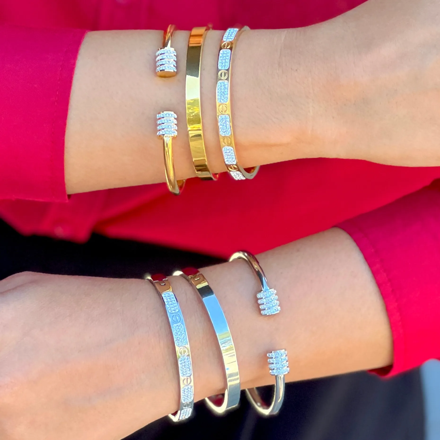 Crystal Crown Silver Cuff