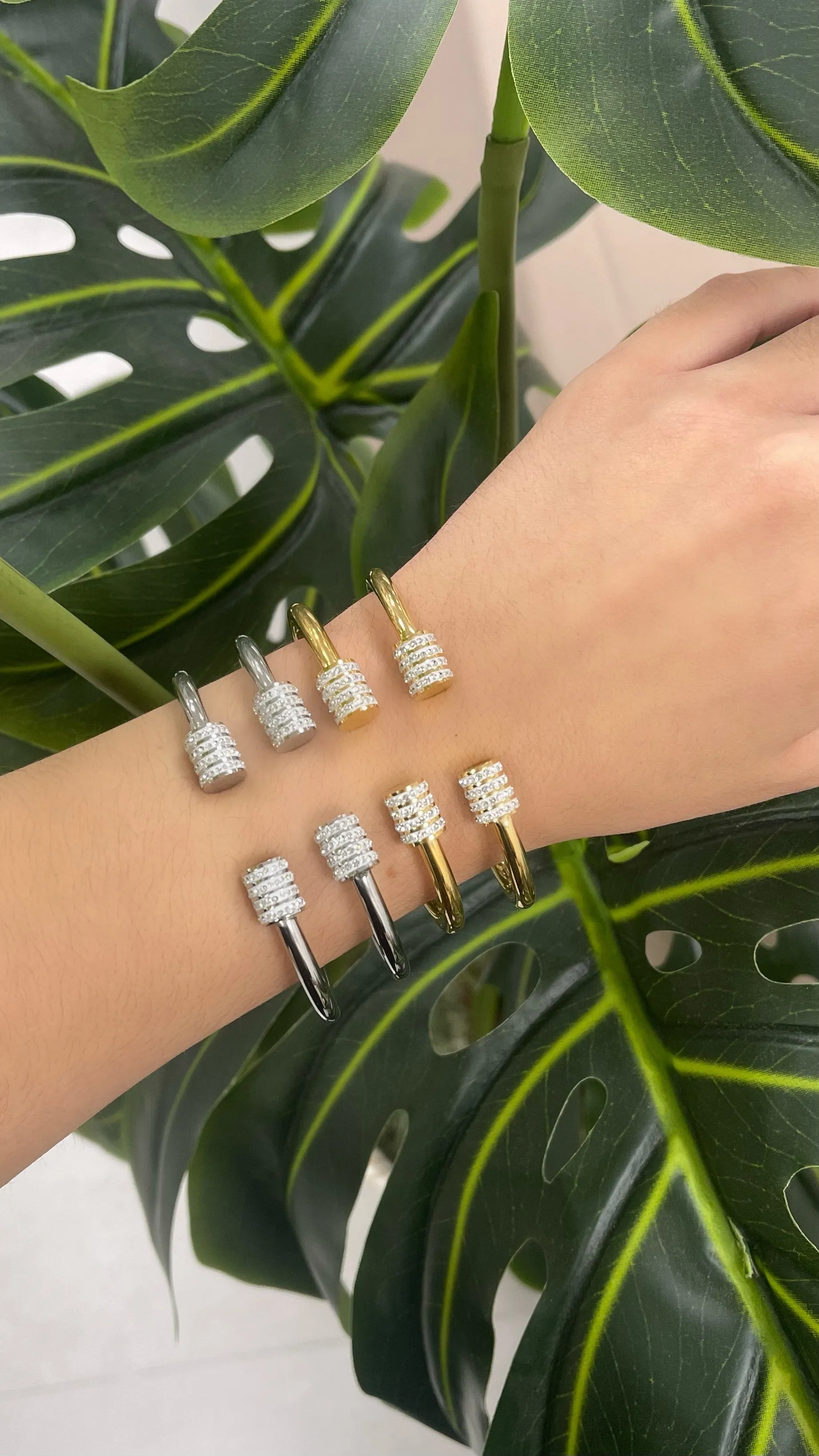 Crystal Crown Silver Cuff