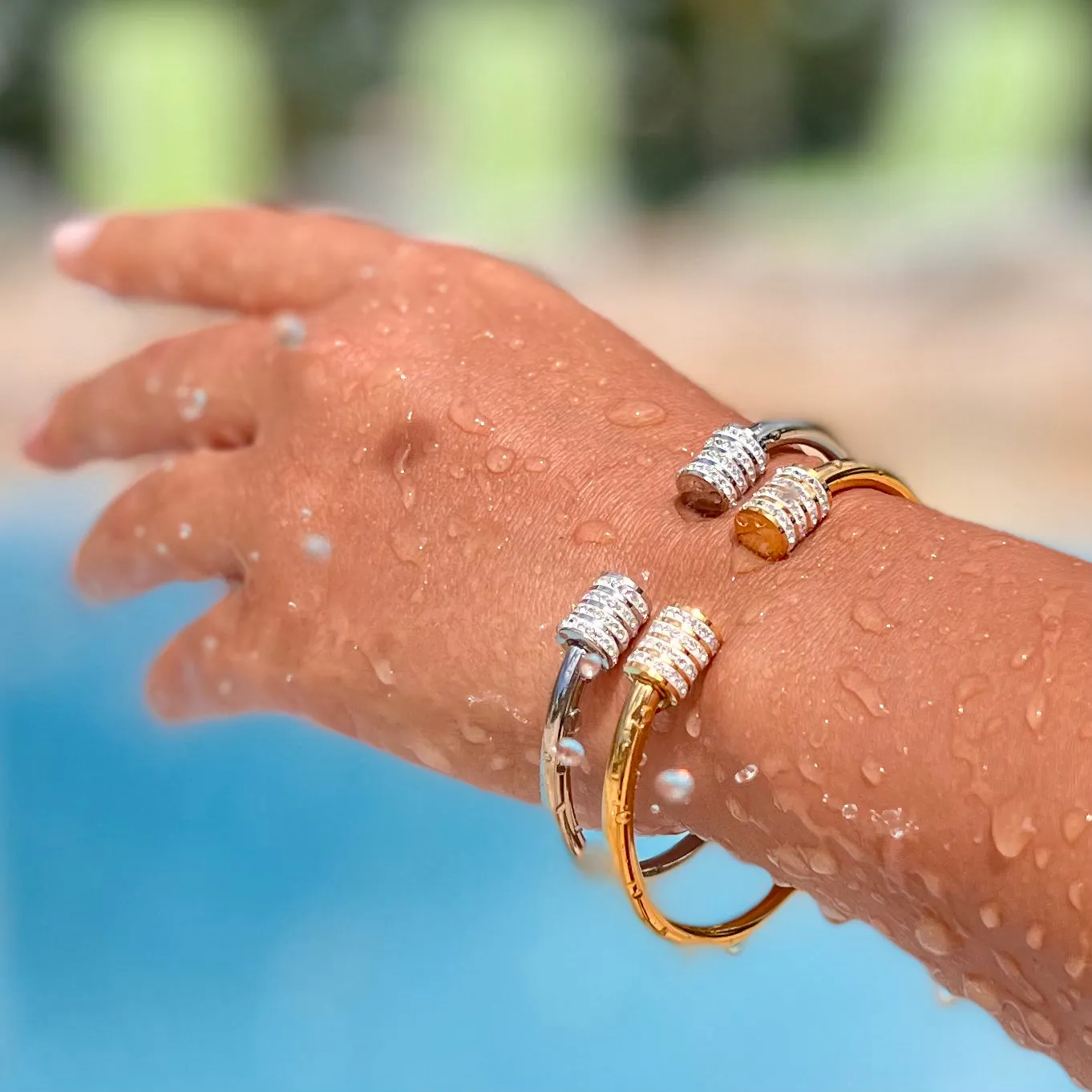 Crystal Crown Silver Cuff