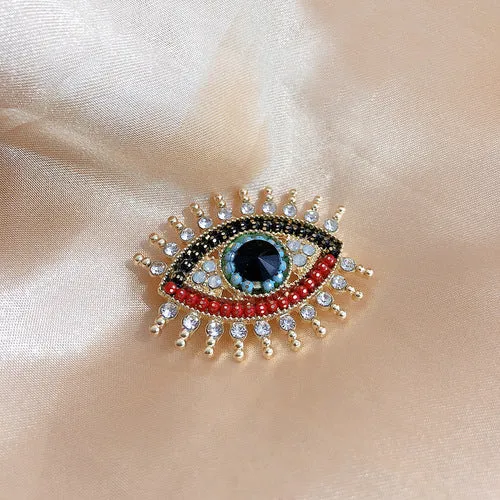 Crystal Evil Eye Brooch Clip Unisex Party Office Brooch Pin Gifts