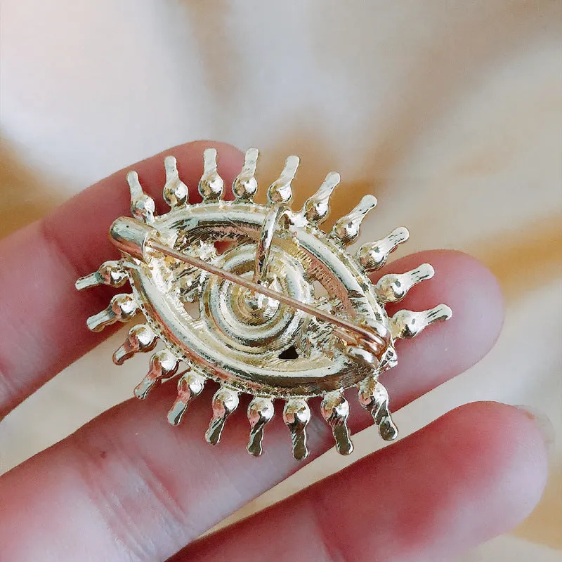 Crystal Evil Eye Brooch Clip Unisex Party Office Brooch Pin Gifts