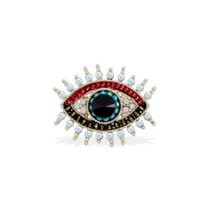 Crystal Evil Eye Brooch Clip Unisex Party Office Brooch Pin Gifts
