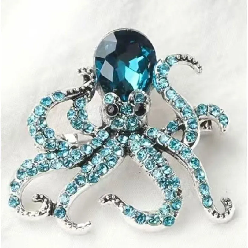 Crystal Octopus Brooch