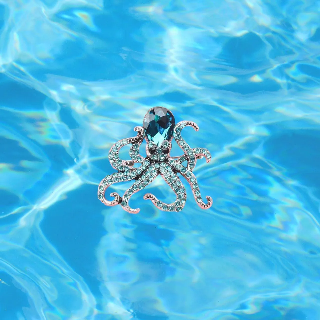 Crystal Octopus Brooch
