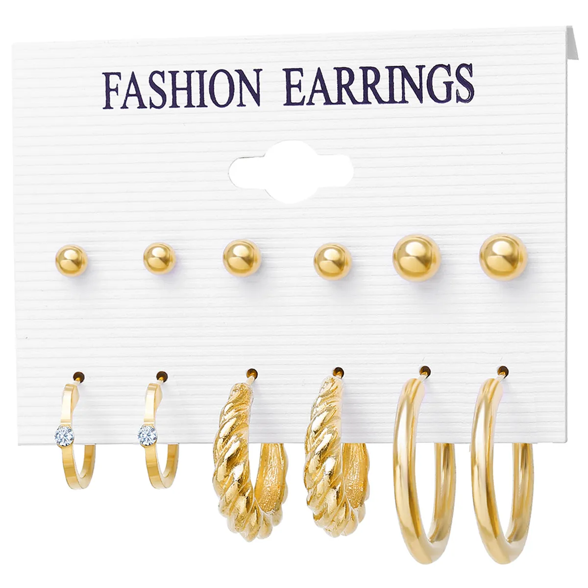 Cubic Zirconia & 18K Gold-Plated Twist Earrings Set