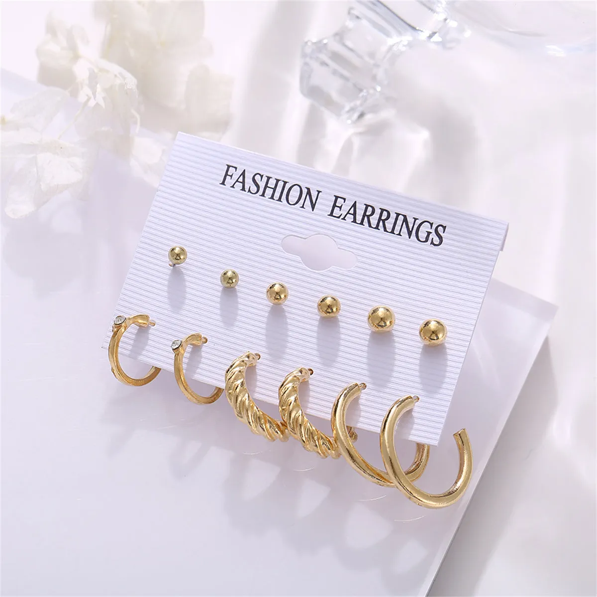 Cubic Zirconia & 18K Gold-Plated Twist Earrings Set