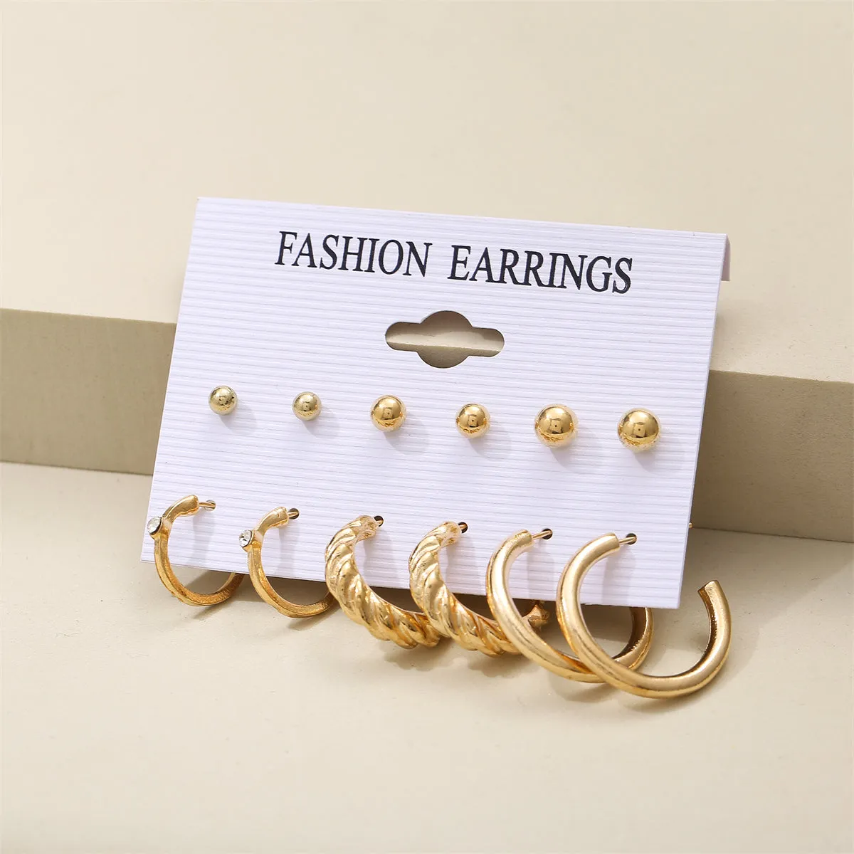 Cubic Zirconia & 18K Gold-Plated Twist Earrings Set