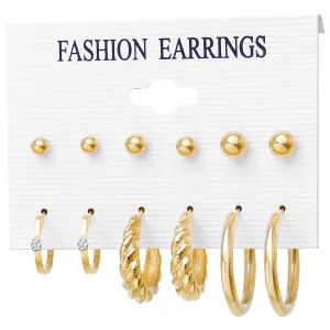 Cubic Zirconia & 18K Gold-Plated Twist Earrings Set
