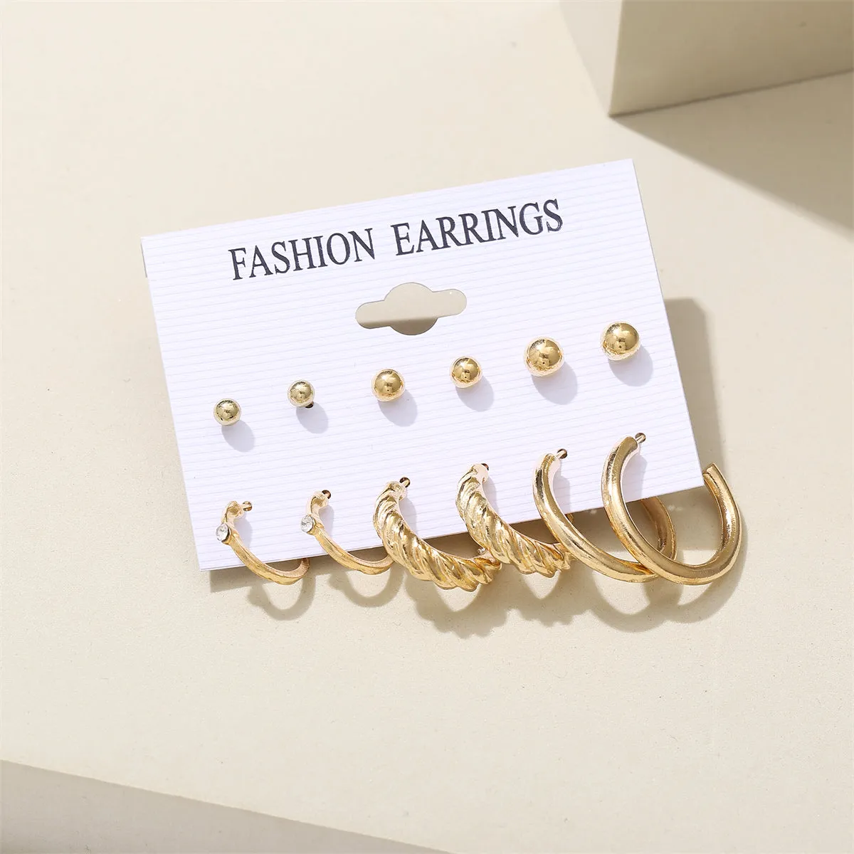 Cubic Zirconia & 18K Gold-Plated Twist Earrings Set