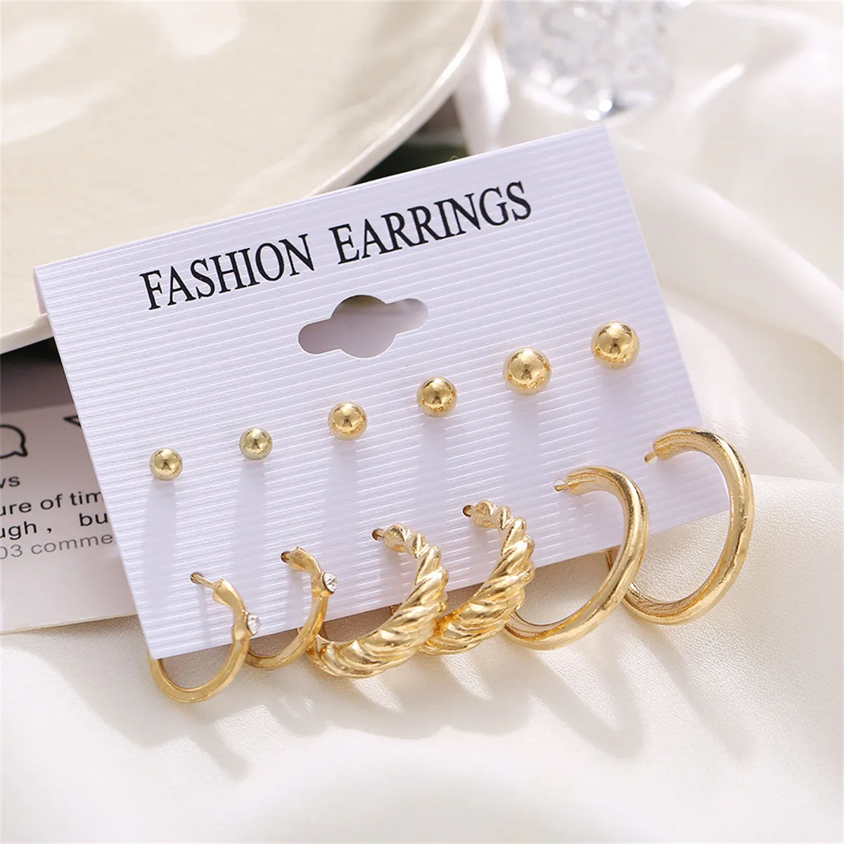 Cubic Zirconia & 18K Gold-Plated Twist Earrings Set