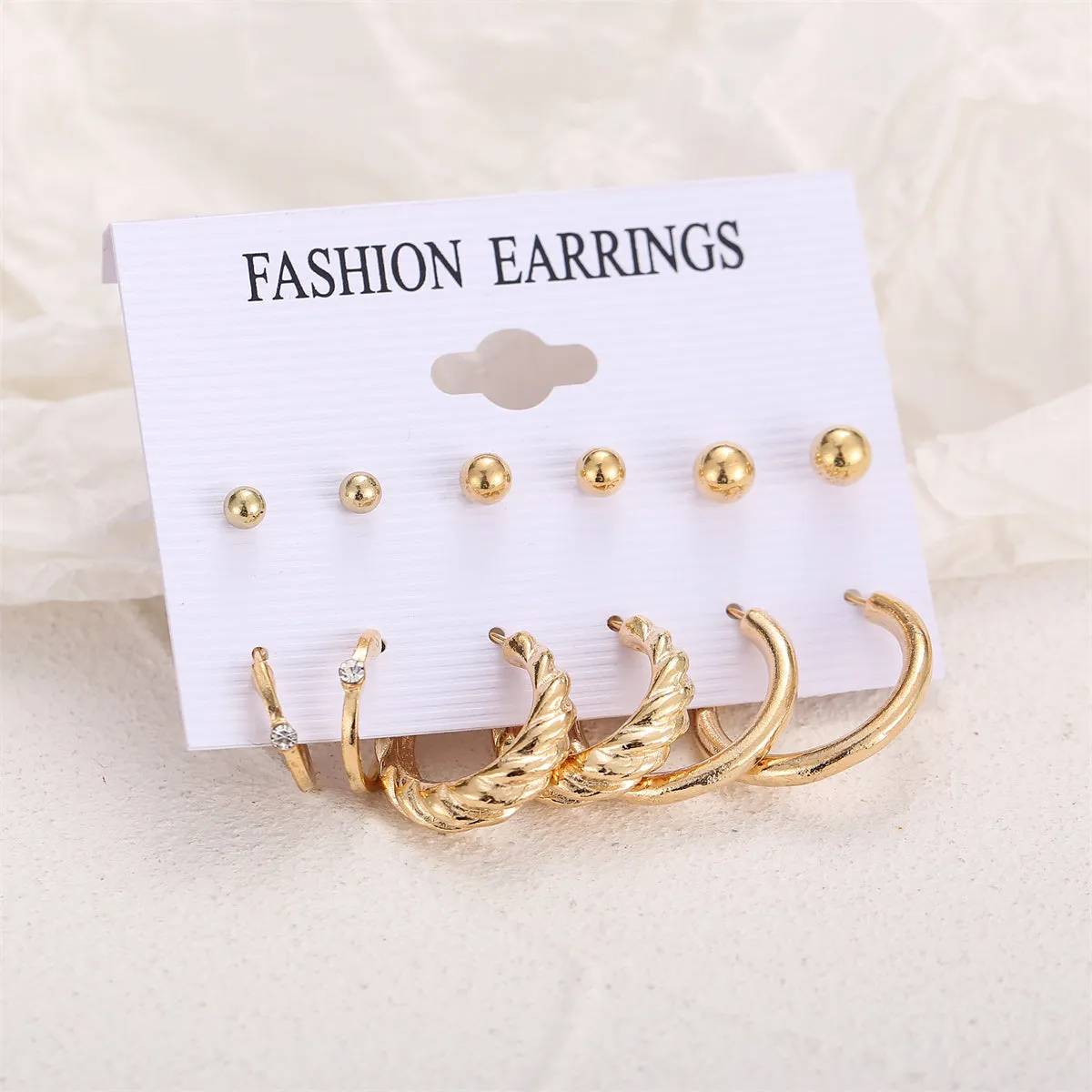 Cubic Zirconia & 18K Gold-Plated Twist Earrings Set