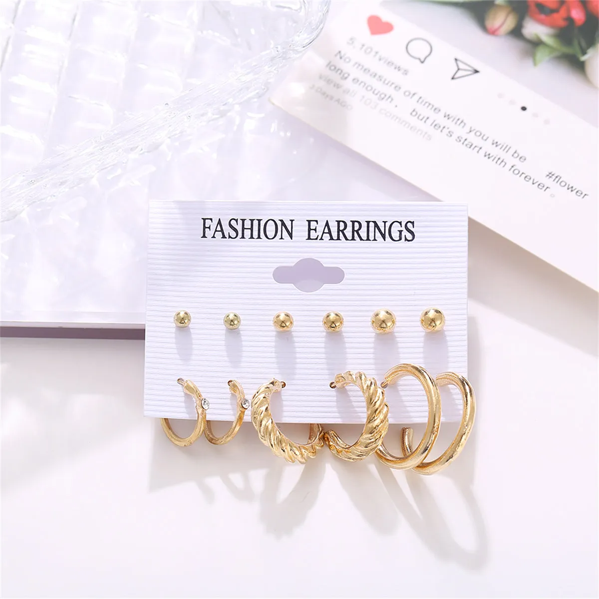 Cubic Zirconia & 18K Gold-Plated Twist Earrings Set
