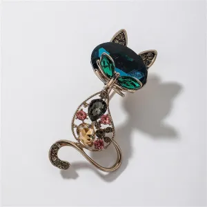 Cubic Zirconia & Crystal 18K Gold-Plated Fox Brooch