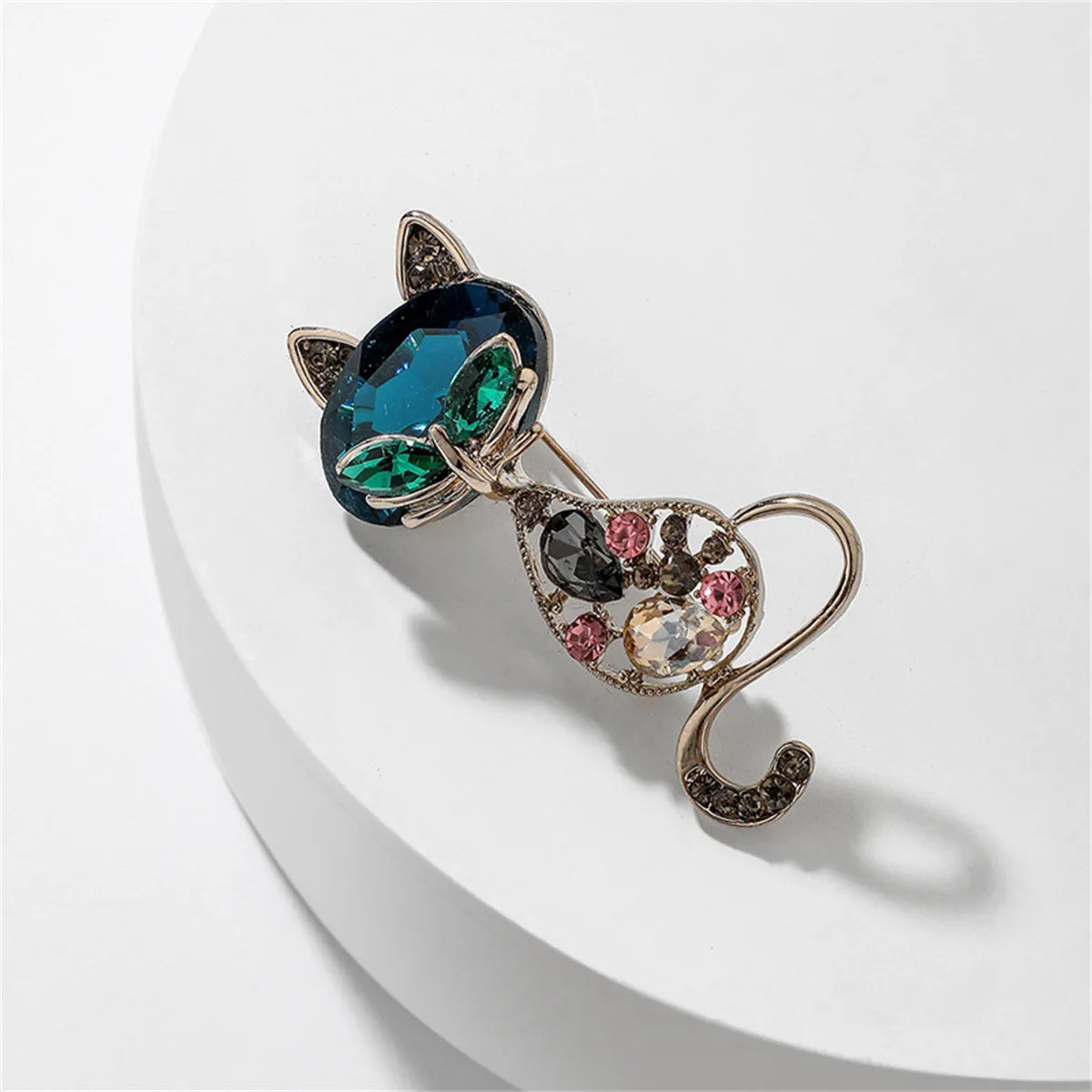 Cubic Zirconia & Crystal 18K Gold-Plated Fox Brooch