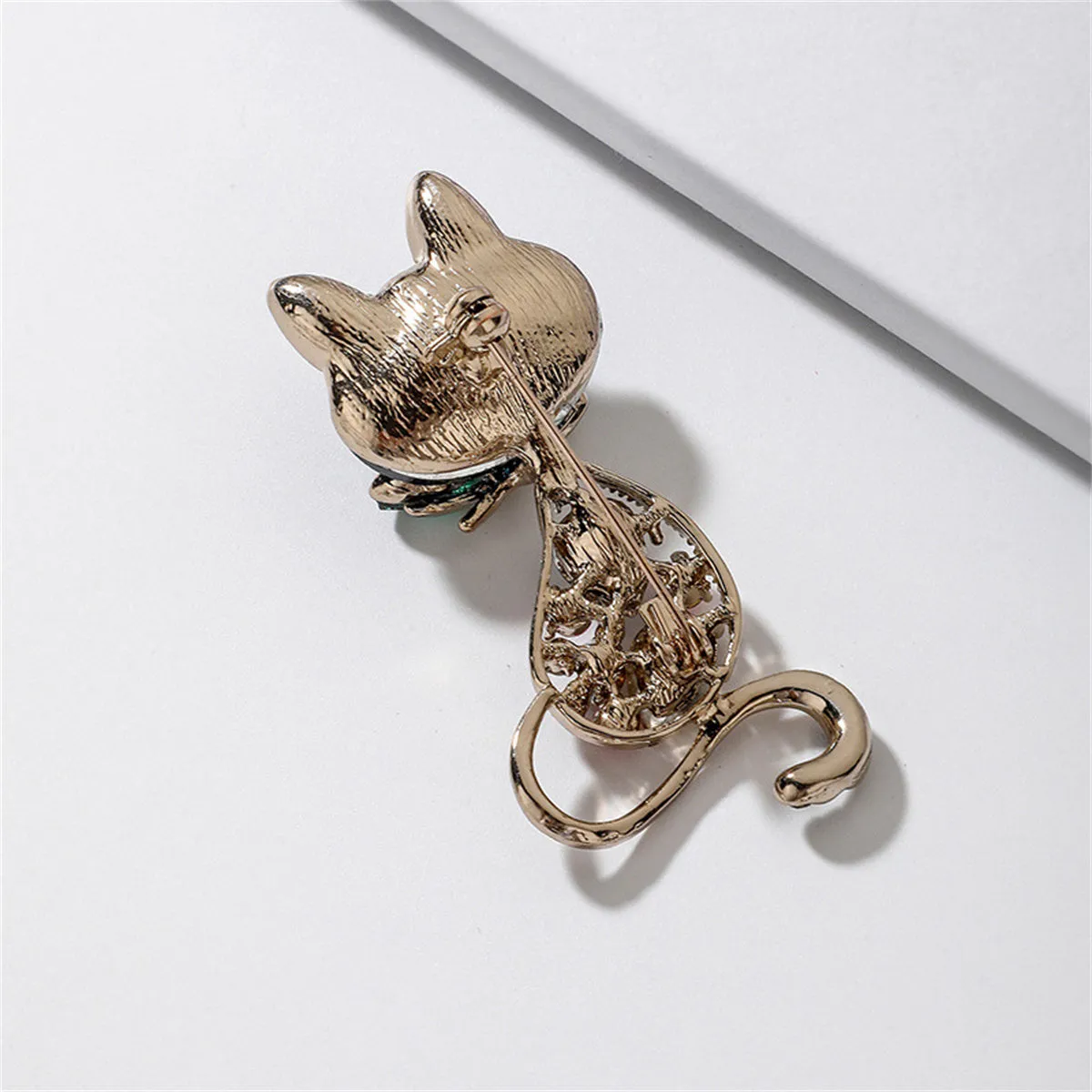 Cubic Zirconia & Crystal 18K Gold-Plated Fox Brooch