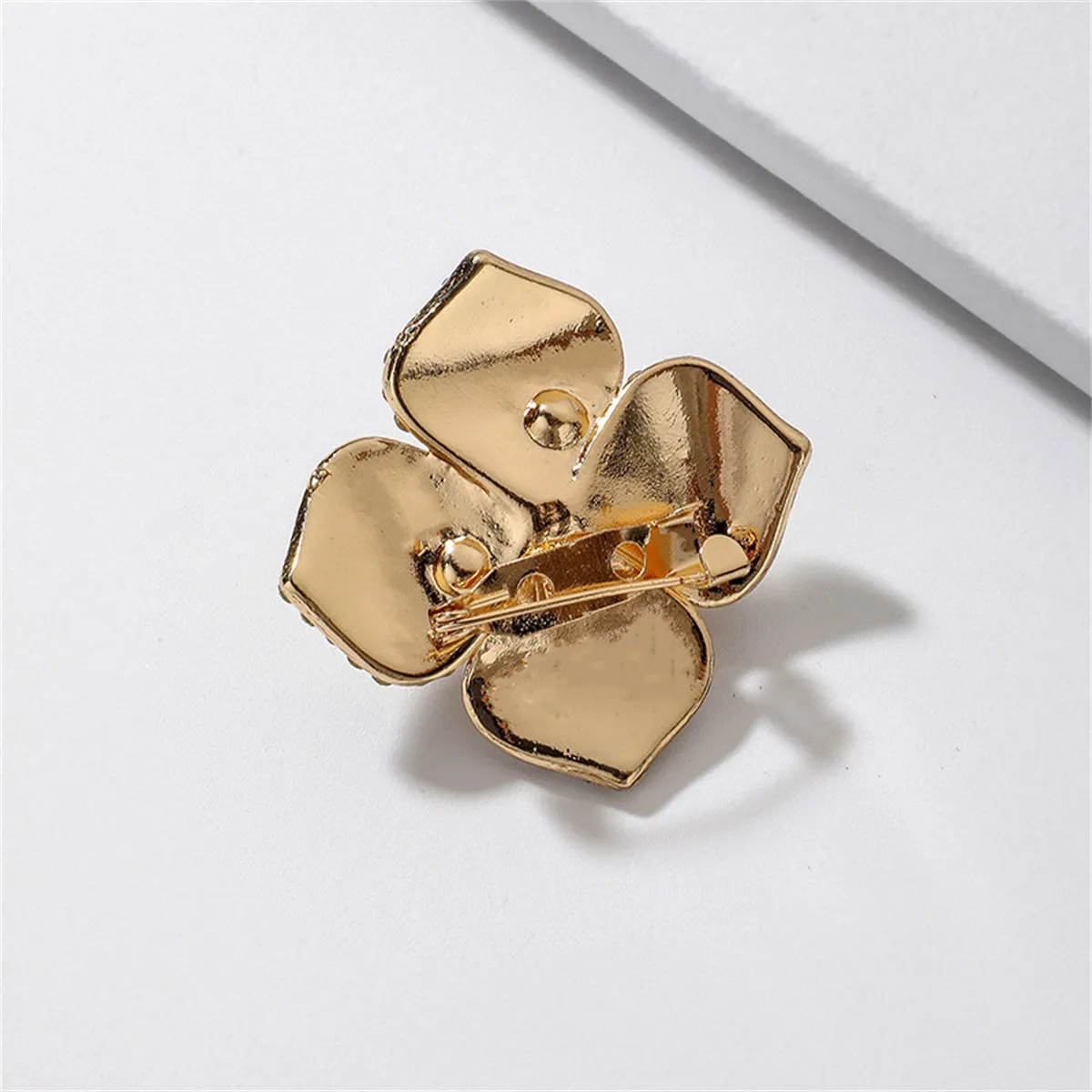 Cubic Zirconia & Pearl Enamel 18K Gold-Plated Camellia Brooch
